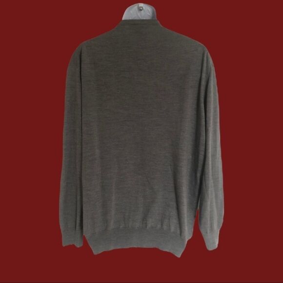 Giorgiolini Mens Gray 100% Merino Wool Warm V-Neck Sweater - Picture 2 of 5